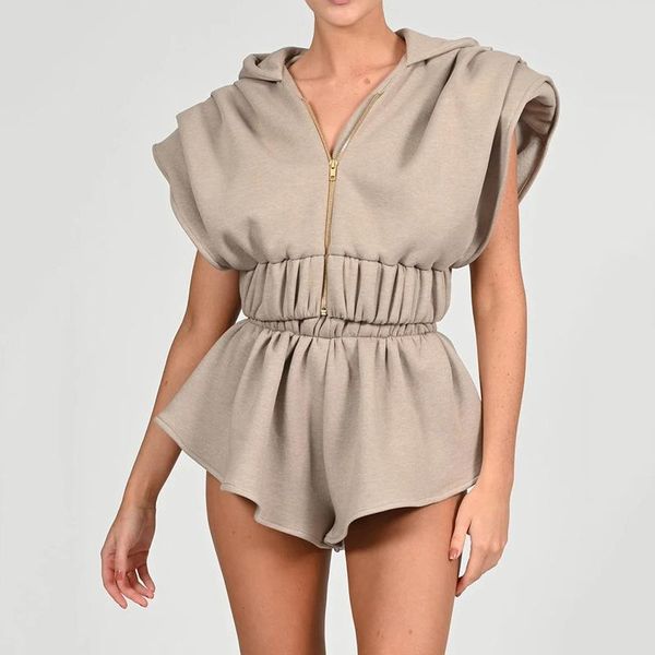 women's tracksuits fashion suit summer casual hooded collar zipper solid color loose bat sleeve shorts two-piece donsignet, Gray
women's tracksuits fashion suit summer casual hooded collar zipper solid color loose bat sleeve shorts two-piece donsignet, Gray