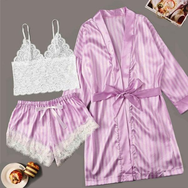 3pcs women pajamas sets satin sleepwear striped pijama lace lingerie silk bow home wear sleep lenceria pajamas mujer, Black;red
3pcs women pajamas sets satin sleepwear striped pijama lace lingerie silk bow home wear sleep lenceria pajamas mujer, Black;red