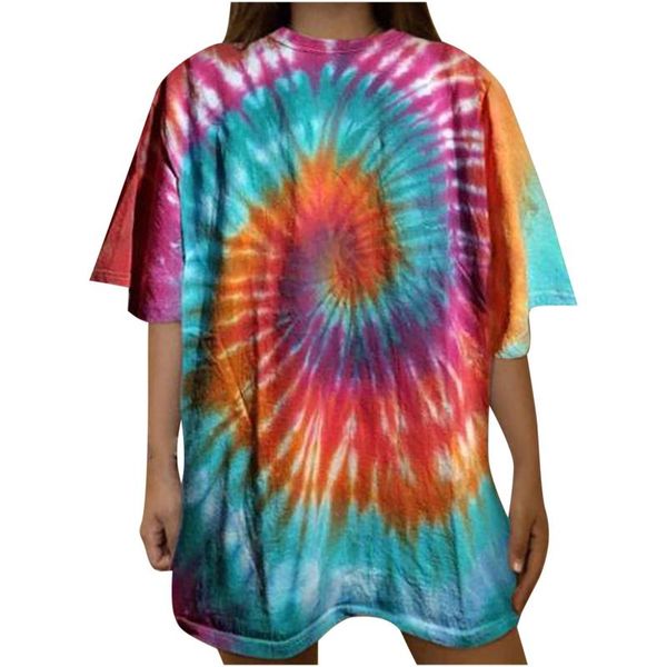 women's t-shirt large size loose short-sleeved ladies fashion colorful tie-dye printing round neck pullover top, White
women's t-shirt large size loose short-sleeved ladies fashion colorful tie-dye printing round neck pullover top, White