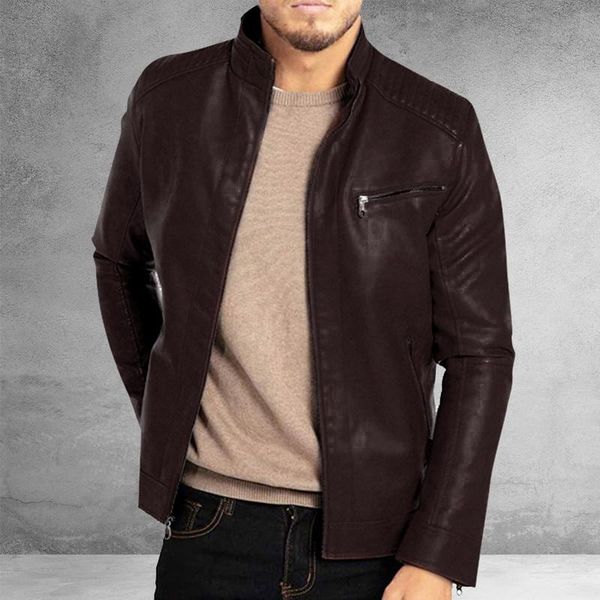 men's jackets autumn winter men solid color jacket fit zipper casual pu coat pocket, Black;brown
men's jackets autumn winter men solid color jacket fit zipper casual pu coat pocket, Black;brown