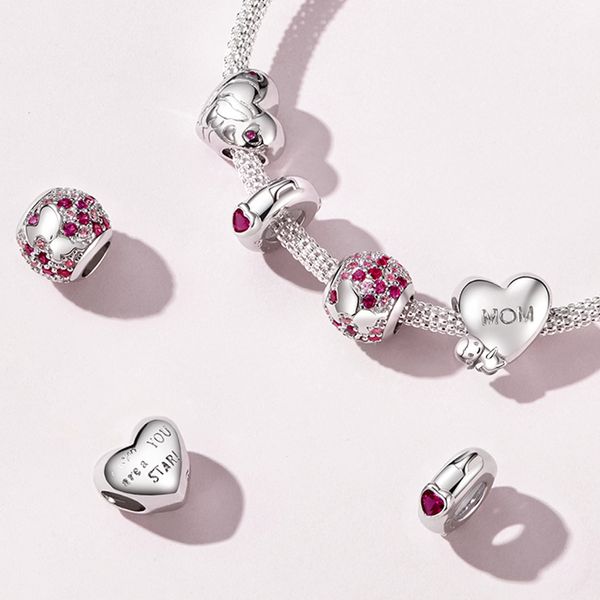 mother day charms gift bisaer 925 sterling silver pink zircon mom heart beads for women bracelet necklace family jewelry ecc1460 q0531, Black
mother day charms gift bisaer 925 sterling silver pink zircon mom heart beads for women bracelet necklace family jewelry ecc1460 q0531, Black