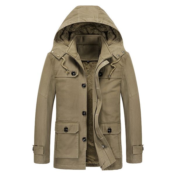 winter men jacket plus velvet thickening mid-length casual large size windbreaker jacket, Black;brown 
winter men jacket plus velvet thickening mid-length casual large size windbreaker jacket, Black;brown