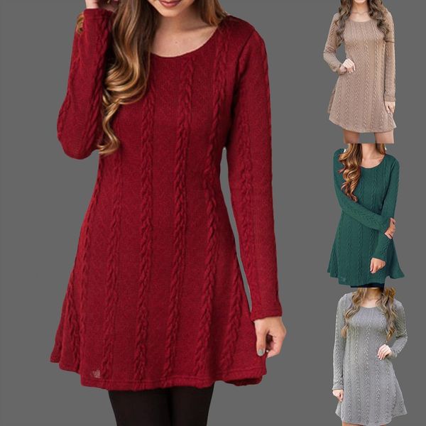 elegant twist knitted sweater fashion womens dress autumn winter o neck female a line vestido casual chic dresses vestidos, Black;gray
elegant twist knitted sweater fashion womens dress autumn winter o neck female a line vestido casual chic dresses vestidos, Black;gray