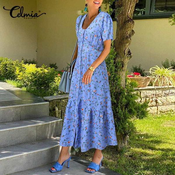 casual dresses women long dress 2021 celmia summer short sleeve bohemian floral printed party beach vestidos buttons ruffles sundress, Black;gray
casual dresses women long dress 2021 celmia summer short sleeve bohemian floral printed party beach vestidos buttons ruffles sundress, Black;gray