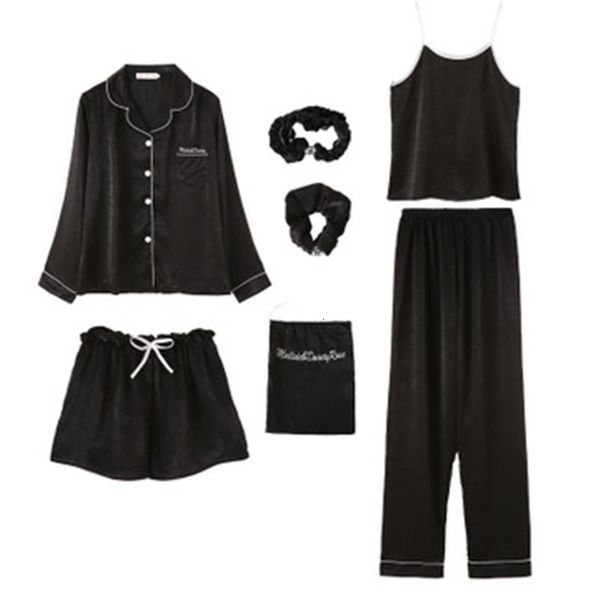 7piece/set pajamas set women cotton spring pyjamas female long shirt stitch lingerie 2019 fashion sleepwear, Black;red
7piece/set pajamas set women cotton spring pyjamas female long shirt stitch lingerie 2019 fashion sleepwear, Black;red