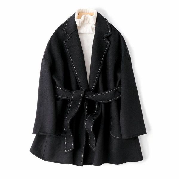 women's wool & blends 2021 autumn and winter fashion slim high-end handmade coat short belt black female double-sided cashmere
women's wool & blends 2021 autumn and winter fashion slim high-end handmade coat short belt black female double-sided cashmere
