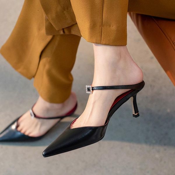 sandals mkkhou fashion women 2021 summer genuine leather pointed toe elegant temperament crystal square buckle high heels, Black
sandals mkkhou fashion women 2021 summer genuine leather pointed toe elegant temperament crystal square buckle high heels, Black