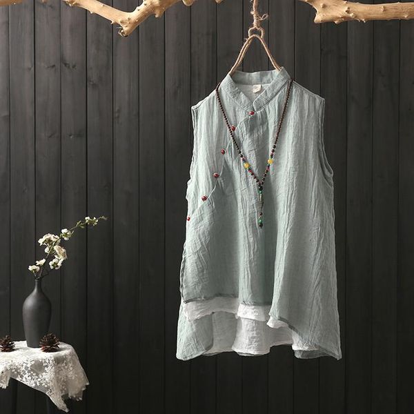 women's blouses & shirts national slanted button cotton linen women summer 4 colors stand collor chinese style shirt sleeveless blusas, White
women's blouses & shirts national slanted button cotton linen women summer 4 colors stand collor chinese style shirt sleeveless blusas, White