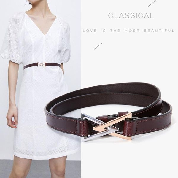 belts fashion simple ladies belt two-color retro adjustment punch decorative triangle double buckle waist ornament, Black;brown
belts fashion simple ladies belt two-color retro adjustment punch decorative triangle double buckle waist ornament, Black;brown