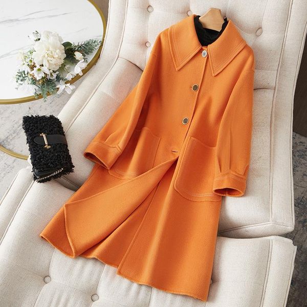 women's trench coats pure wool autumn and winter boutique long fine-sewn solid color single-breasted slim-fit straight coat, Tan;black
women's trench coats pure wool autumn and winter boutique long fine-sewn solid color single-breasted slim-fit straight coat, Tan;black