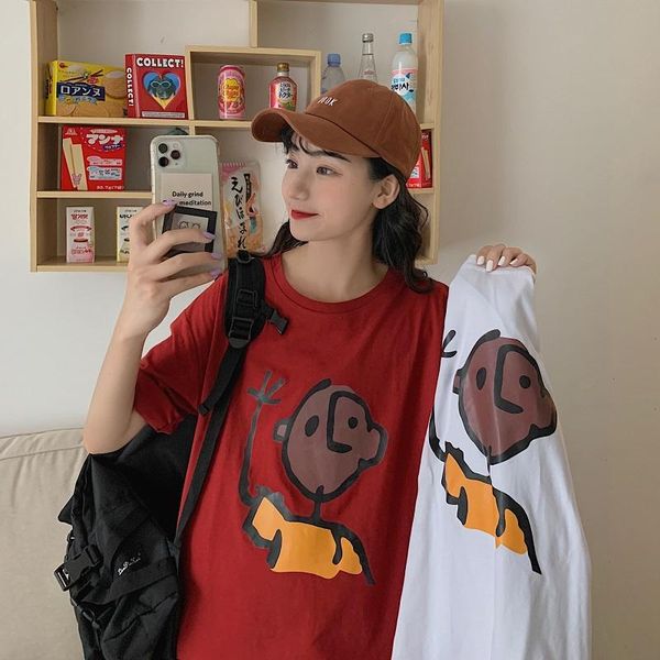 women's t-shirt summer harajuku style student korean female cotton casual o-neck anime cartoon cute print pattern funny couple, White
women's t-shirt summer harajuku style student korean female cotton casual o-neck anime cartoon cute print pattern funny couple, White