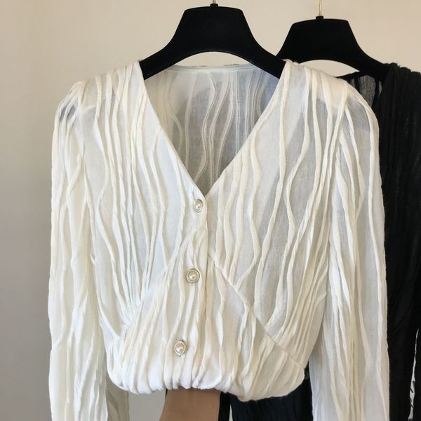 2021 new spring and autumn korean ins specific novel material v-neck shirt pleated women j24c, White
2021 new spring and autumn korean ins specific novel material v-neck shirt pleated women j24c, White