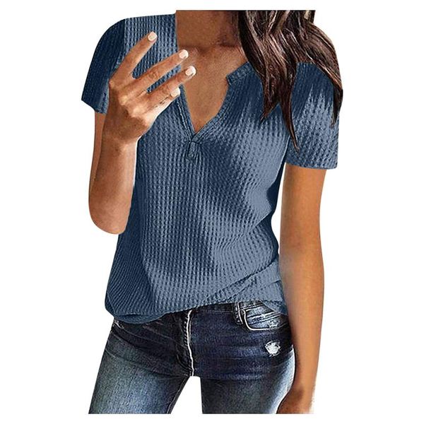 women's t-shirt fashionable style casual solid shirt summer fashion knitted short sleeves tunic v neck loose office ladies #y, White
women's t-shirt fashionable style casual solid shirt summer fashion knitted short sleeves tunic v neck loose office ladies #y, White