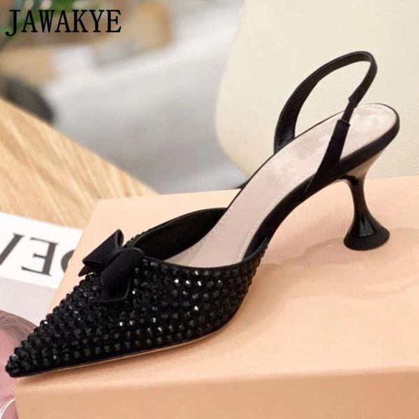 2021 summer new arrival crystal slingbacks spike kitten heel black pointy toe beading pumps women's bowtie party shoes 
2021 summer new arrival crystal slingbacks spike kitten heel black pointy toe beading pumps women's bowtie party shoes