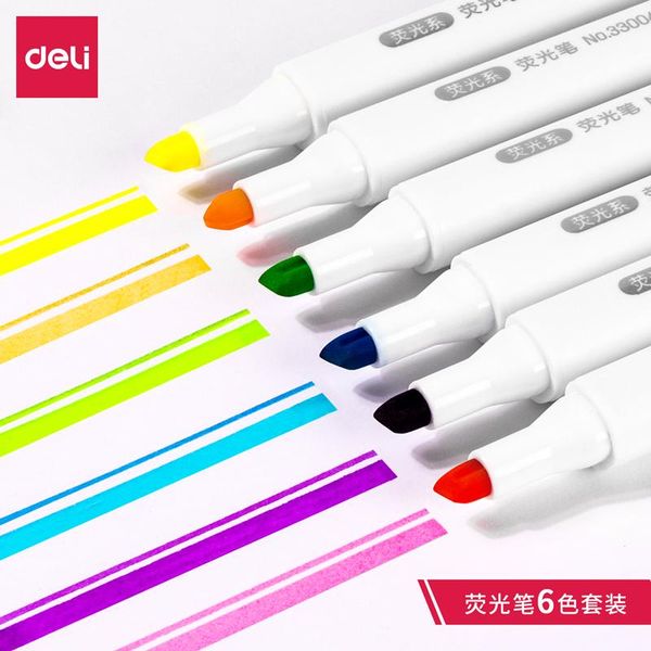 highlighters deli 33004 6-color fluorescent pen set eye-catching hand account 6 markers box for student school office, Black;red
highlighters deli 33004 6-color fluorescent pen set eye-catching hand account 6 markers box for student school office, Black;red