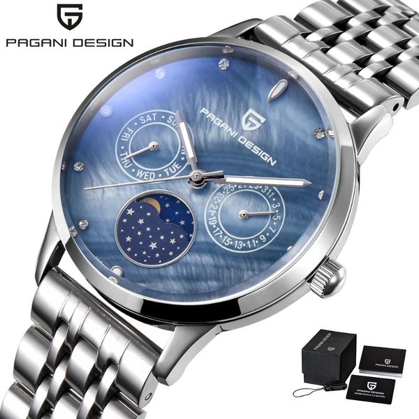 wristwatches pagani design blue quartz watch women week display calendar ladies casual silver steel wristwatch, Slivery;brown
wristwatches pagani design blue quartz watch women week display calendar ladies casual silver steel wristwatch, Slivery;brown