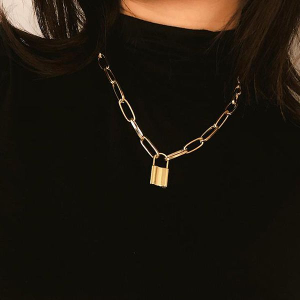 punk lock pendants necklaces for women gold color hollow chain personality female neck jewelry gothic neck decoration, Silver
punk lock pendants necklaces for women gold color hollow chain personality female neck jewelry gothic neck decoration, Silver