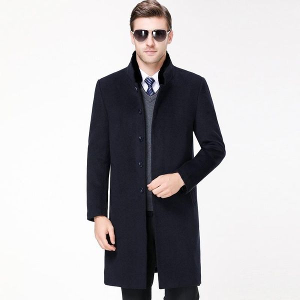 men's wool & blends and old warm winter coat thickening knee-length long dad clothing woolen cloth dust, Black
men's wool & blends and old warm winter coat thickening knee-length long dad clothing woolen cloth dust, Black