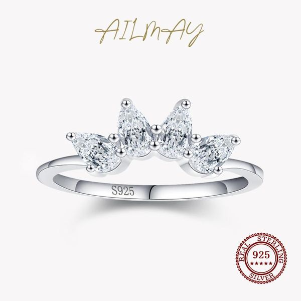 cluster rings ailmay real 925 sterling silver crown ring fashionc luxury clear cz water drop shape for women wedding engagement jewelry, Golden;silver
cluster rings ailmay real 925 sterling silver crown ring fashionc luxury clear cz water drop shape for women wedding engagement jewelry, Golden;silver