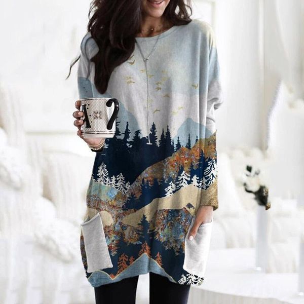 women's t-shirt 2021 autumn and winter fashion landscape painting print o-neck loose casual long-sleeved plus size, White
women's t-shirt 2021 autumn and winter fashion landscape painting print o-neck loose casual long-sleeved plus size, White