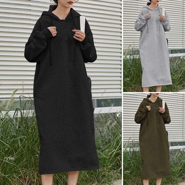 casual dresses autumn female solid long sleeves midi robe fashion pocker sweatshirt dress zanzea side fork hooded vestidos plus size 5xl, Black;gray
casual dresses autumn female solid long sleeves midi robe fashion pocker sweatshirt dress zanzea side fork hooded vestidos plus size 5xl, Black;gray