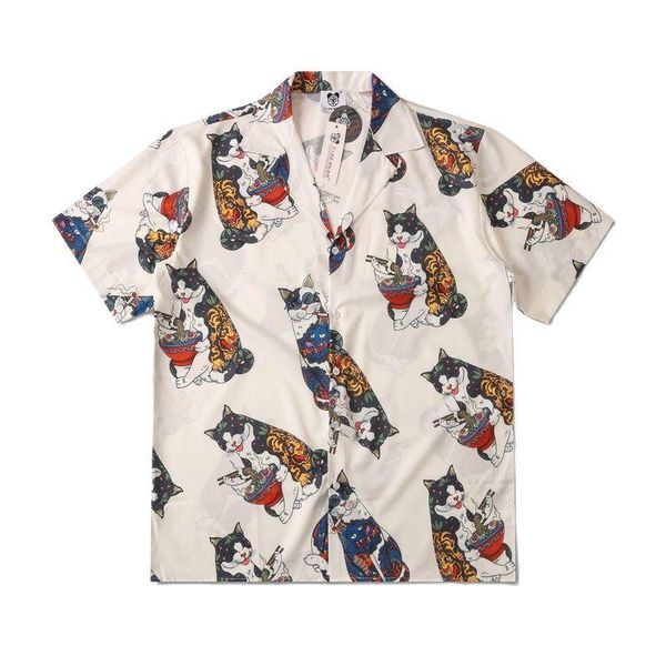 men's casual shirts personality cat eat noodle print hawaiian for men summer short sleeve beach mens japanese style chemise homme, White;black
men's casual shirts personality cat eat noodle print hawaiian for men summer short sleeve beach mens japanese style chemise homme, White;black