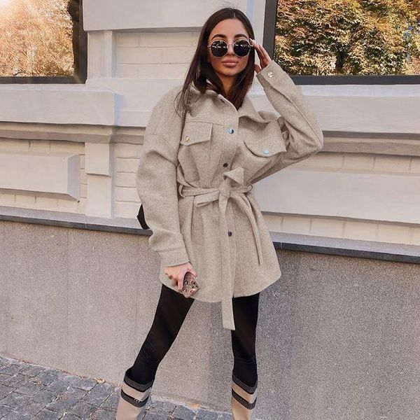women's wool & blends fashion autumn and winter casual commuting solid color long-sleeved lapel pocket woolen cloth tie-down shirt jack, Black
women's wool & blends fashion autumn and winter casual commuting solid color long-sleeved lapel pocket woolen cloth tie-down shirt jack, Black