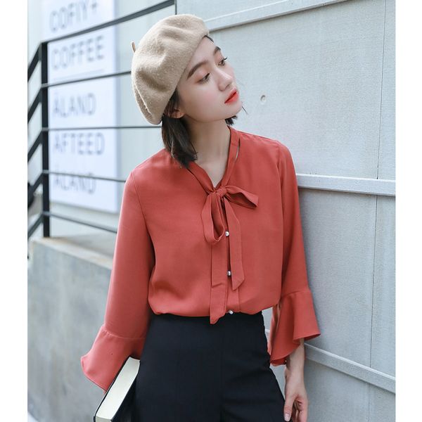 2021 new spring women chiffon bow red blouse three quarter lace up female shirts flare sleeve single breasted 0ey1, Tan;black
2021 new spring women chiffon bow red blouse three quarter lace up female shirts flare sleeve single breasted 0ey1, Tan;black