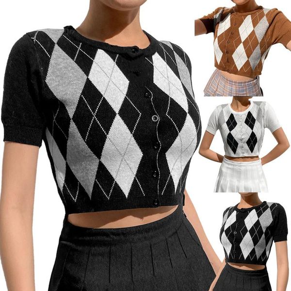 women's t-shirt y2k fashion thin summer casual women t shirts short sleeve diamond plaid slim knit clothes shirt, White
women's t-shirt y2k fashion thin summer casual women t shirts short sleeve diamond plaid slim knit clothes shirt, White