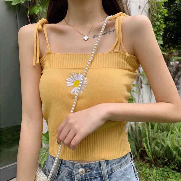 9 colors summer women embroideried flower tank crop girls knitted camisole sleeveless tee shirts camis with laced straps, White
9 colors summer women embroideried flower tank crop girls knitted camisole sleeveless tee shirts camis with laced straps, White