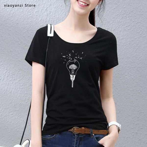 women's t-shirt brain women t shirt your mind creative design soft breathable black cotton broken light bulb, White
women's t-shirt brain women t shirt your mind creative design soft breathable black cotton broken light bulb, White