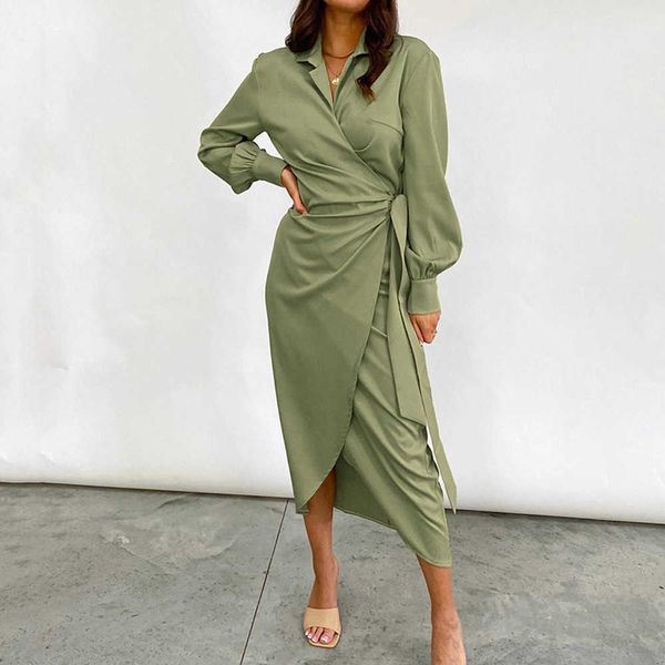 elegant dress women fall 2021 lace up simple cutting comfort french retro wrap dresses female split midi robe y1006, Black;gray
elegant dress women fall 2021 lace up simple cutting comfort french retro wrap dresses female split midi robe y1006, Black;gray