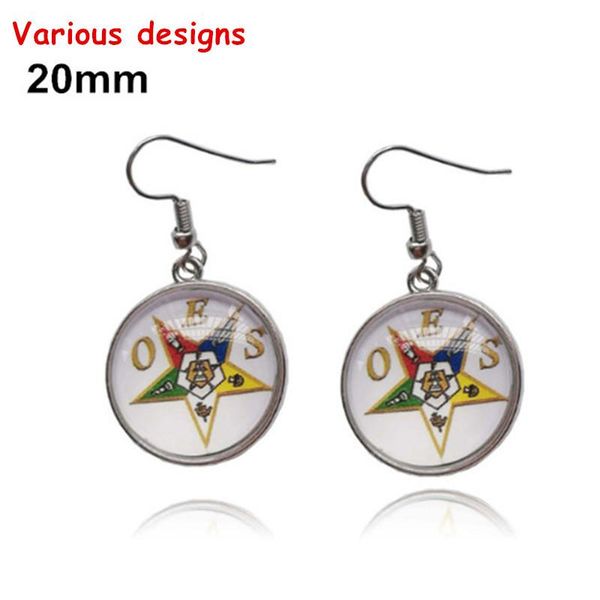 dangle & chandelier steel oes crest earring glass making sorority fraternity diy 20/18mm cute order of eastern star jewelry 1pair oge043, Silver