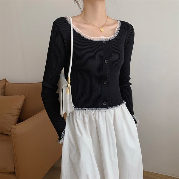 luxury women's jackets 2021 korean fashion slim square neck lace knitted cardigan et women, Black;brown
luxury women's jackets 2021 korean fashion slim square neck lace knitted cardigan et women, Black;brown