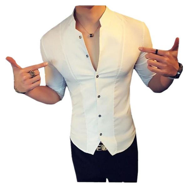 men's casual shirts men slim fit brand 2021 streetwear shirt mens half sleeve summer gentlemen dress camisa hombre, White;black
men's casual shirts men slim fit brand 2021 streetwear shirt mens half sleeve summer gentlemen dress camisa hombre, White;black