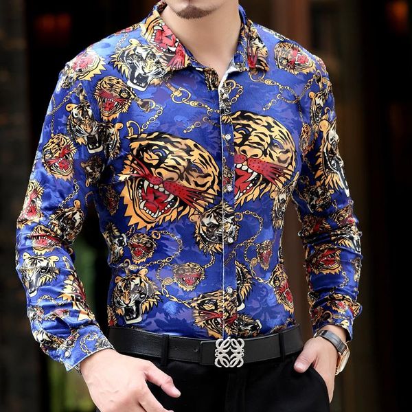 men's casual shirts brand arrive personalized cool mens silk long sleeved leopard tiger printed size 3xl, White;black
men's casual shirts brand arrive personalized cool mens silk long sleeved leopard tiger printed size 3xl, White;black