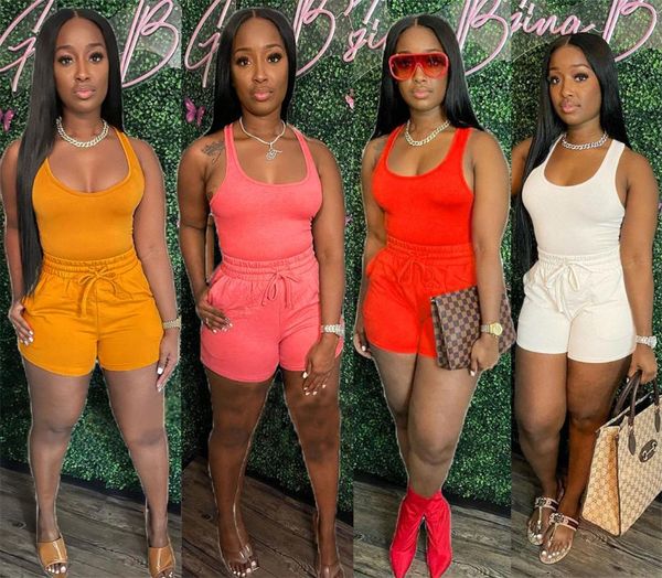 women's tracksuits summer ladies two-piece fashion solid color stitching vest shorts tether leisure sports jogging suit vestidos de muj, Gray
women's tracksuits summer ladies two-piece fashion solid color stitching vest shorts tether leisure sports jogging suit vestidos de muj, Gray