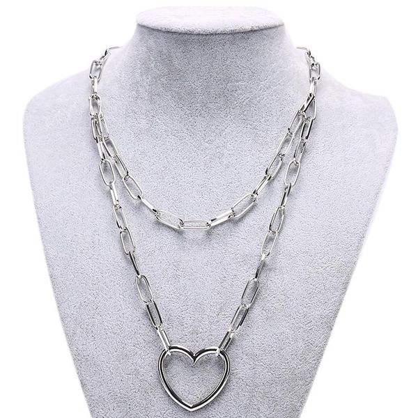 pendant necklaces punk metal circle/heart necklace for women chain round hollow multilayer long jewelry, Silver
pendant necklaces punk metal circle/heart necklace for women chain round hollow multilayer long jewelry, Silver