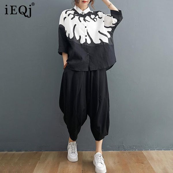 women's two piece pants ieqj casual ink printed suit wide leg pants+round neck half sleeve pieces set women fashion over size summer 20, White
women's two piece pants ieqj casual ink printed suit wide leg pants+round neck half sleeve pieces set women fashion over size summer 20, White