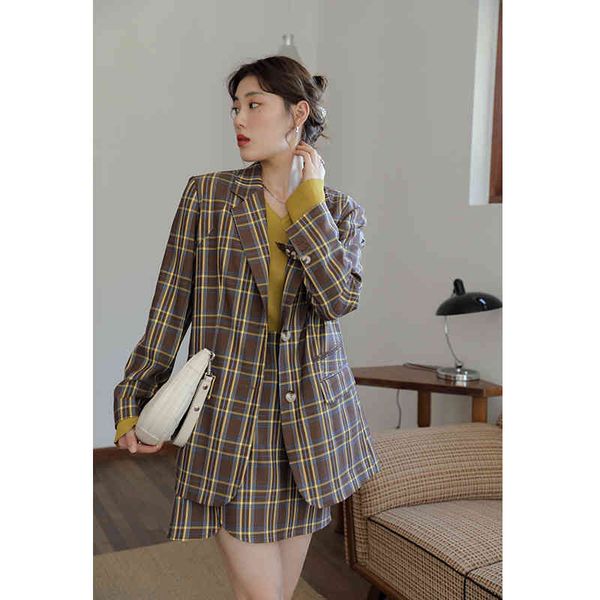 two piece dress dushu office lady loose women's h-shaped retro plaid suit jacket fall design sense side slit women skirt shcj, White
two piece dress dushu office lady loose women's h-shaped retro plaid suit jacket fall design sense side slit women skirt shcj, White