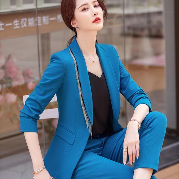 women's two piece pants formal ol styles ladies office blazers suits fabric professional career business women trousers set pan, White
women's two piece pants formal ol styles ladies office blazers suits fabric professional career business women trousers set pan, White