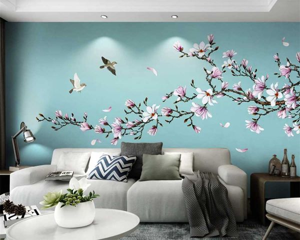 customized 3d wallpaper magnolia hand-painted flowers and birds new chinese 8db mural background wall decorative painting
customized 3d wallpaper magnolia hand-painted flowers and birds new chinese 8db mural background wall decorative painting