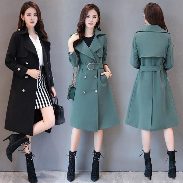 women's trench coats spring autumn women vintage long coat plus size double-breasted elegant adjustable waist belts casual outerwear, Tan;black
women's trench coats spring autumn women vintage long coat plus size double-breasted elegant adjustable waist belts casual outerwear, Tan;black