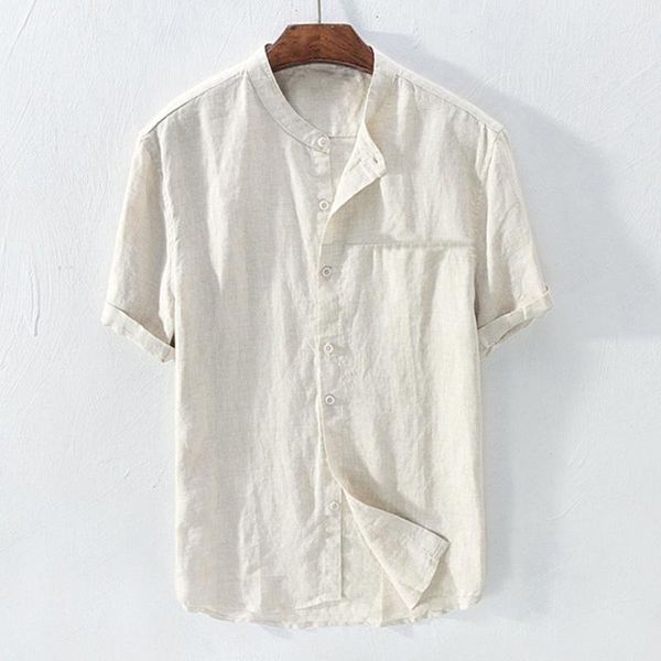 men's casual shirts men stand collar solid loose cotton blouse short sleeve brand 5xl camisas hombre summer, White;black
men's casual shirts men stand collar solid loose cotton blouse short sleeve brand 5xl camisas hombre summer, White;black