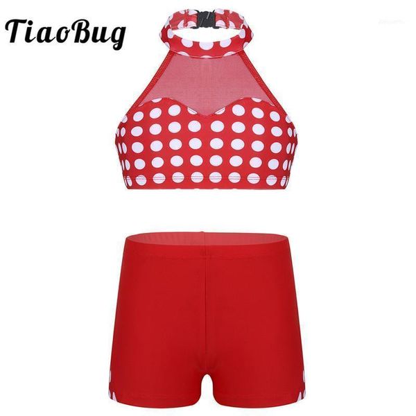 stage wear tiaobug kids teens mesh splice polka dots halter ballet gymnastics shorts with crop sports set children girls dance costumes1, Black;red
stage wear tiaobug kids teens mesh splice polka dots halter ballet gymnastics shorts with crop sports set children girls dance costumes1, Black;red