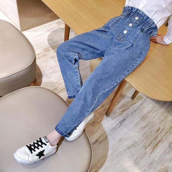 jeans 2021 baby girls spring autumn cotton elastic high waist long pants children clothes solid loose casual denim trousers q26, Blue
jeans 2021 baby girls spring autumn cotton elastic high waist long pants children clothes solid loose casual denim trousers q26, Blue