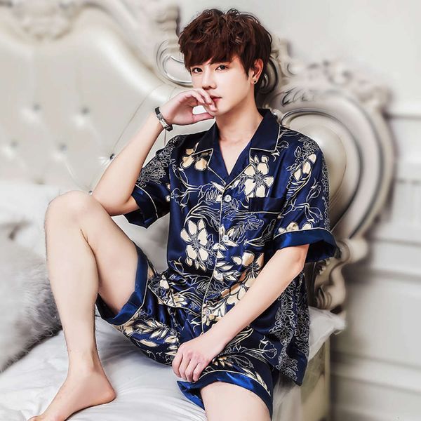 pajamas thin two piece set short sleeve summer large men's ice silk home suit shorts, Black;brown
pajamas thin two piece set short sleeve summer large men's ice silk home suit shorts, Black;brown