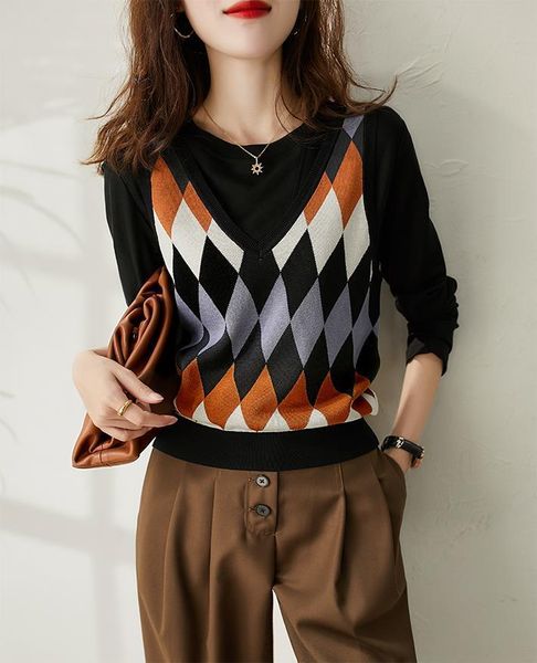 women's vests british fan casually with women's 2021 fashion warm diamond-shaped grid knitted vest shirt outside the tide, Black;white
women's vests british fan casually with women's 2021 fashion warm diamond-shaped grid knitted vest shirt outside the tide, Black;white