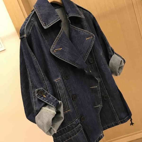 women's jackets korean superaen loosened turn-down double collar breasted jacket spring and fashion simple denim woman's coat 3lxf, Black;brown
women's jackets korean superaen loosened turn-down double collar breasted jacket spring and fashion simple denim woman's coat 3lxf, Black;brown