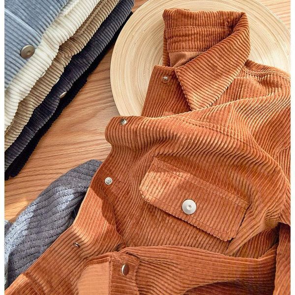 age reducing literature corduroy ~ lapel loose solid color short coat women's 2021 spring style jackets, Black;brown
age reducing literature corduroy ~ lapel loose solid color short coat women's 2021 spring style jackets, Black;brown